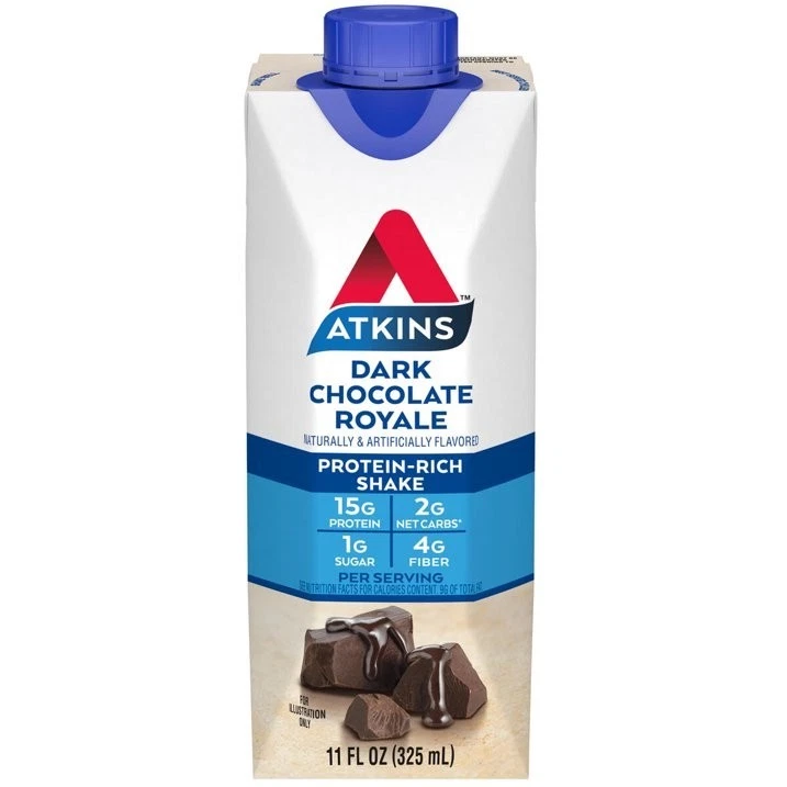 Atkins Dark Chocolate Royale протеиновый коктейль, с высоким содержанием белка, с низким содержанием углеводов 8 шт. - Изображение 4 из 4