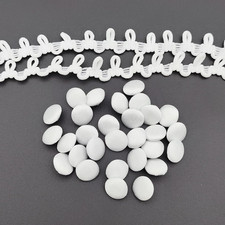 30PC Set 1/2 Inch White Satin Fabric Cloth Buttons with Shank and Buttonhole for