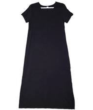 Old Navy Dress Womens Medium Black T-Shirt Maxi Short Sleeve Round Neck Stretch