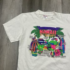 VTG 90s Hawaii Gecko Sz Medium Island Print Tees Vacation Funny Animal Tshirt