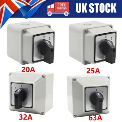 LW26 20-63A 3-Position Rotary Selector Universal Rotary Cam Changeover Switch