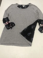 Dress Barn Blouse Size M Grey Blue Long sleeves 3140