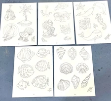 Vintage Iron On Transfer Individual Pattern Lot Beach Fish Summer Theme Iron-On