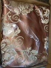 ELKCA Jacquard Swag Waterfall Valance In Floral-coffee, 39 Inches, 1 Panel, New