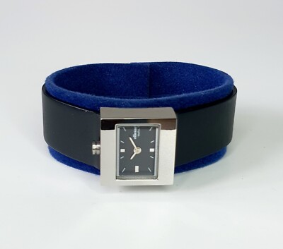 Ellesse Damen Dress Watch komplett Edelstahl eckig schwarzes Zifferblatt Box neue Batterie
