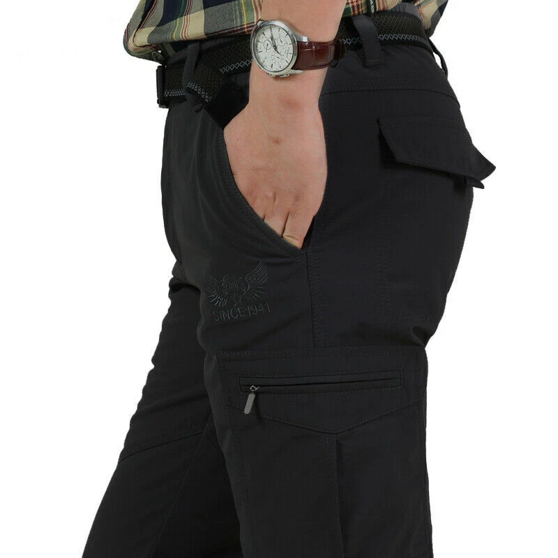 Pantaloni Uomo Multi-tasche Militari invernali felpati Cargo caccia pesca M-4XL - Immagine 3 di 4