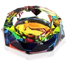 Okuna Outpost Large Rainbow Crystal Ashtray for Cigarettes Indoor Outdoor Hom...