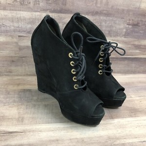 black wedge booties peep toe