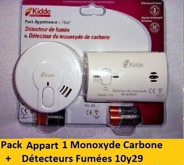Kidde protection feu pour appartement de 70 m2 avec alarme 85dB et bouton test centralisé
