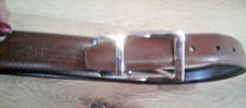 men's reversible black/dark brown belt. faux leather sz 38 silver buckle nwot