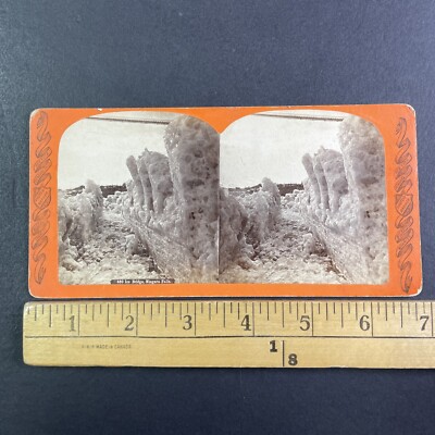 Hand Cut Ice Bridge Niagara Falls Stereoview C. Bierstadt c1873 Y15959