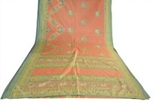 FNC Vintage Pink Sambalpuri Ikat Sarees Handwoven Art Silk Sari Fabric Antique