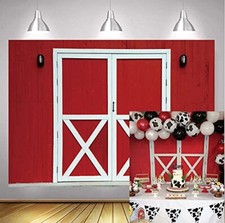 Fall Western Rustic Farm Wooden Wall Red Barn Door Photography Background Decor