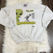 Vintage Hanes Mens Sweatshirt Size Medium Alien Graphic Money Business MB Wiz