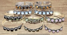 Labradorite & Mix Gemstone Wholesale 10pcs Lot 925 Silver Plated Cuff Bangle