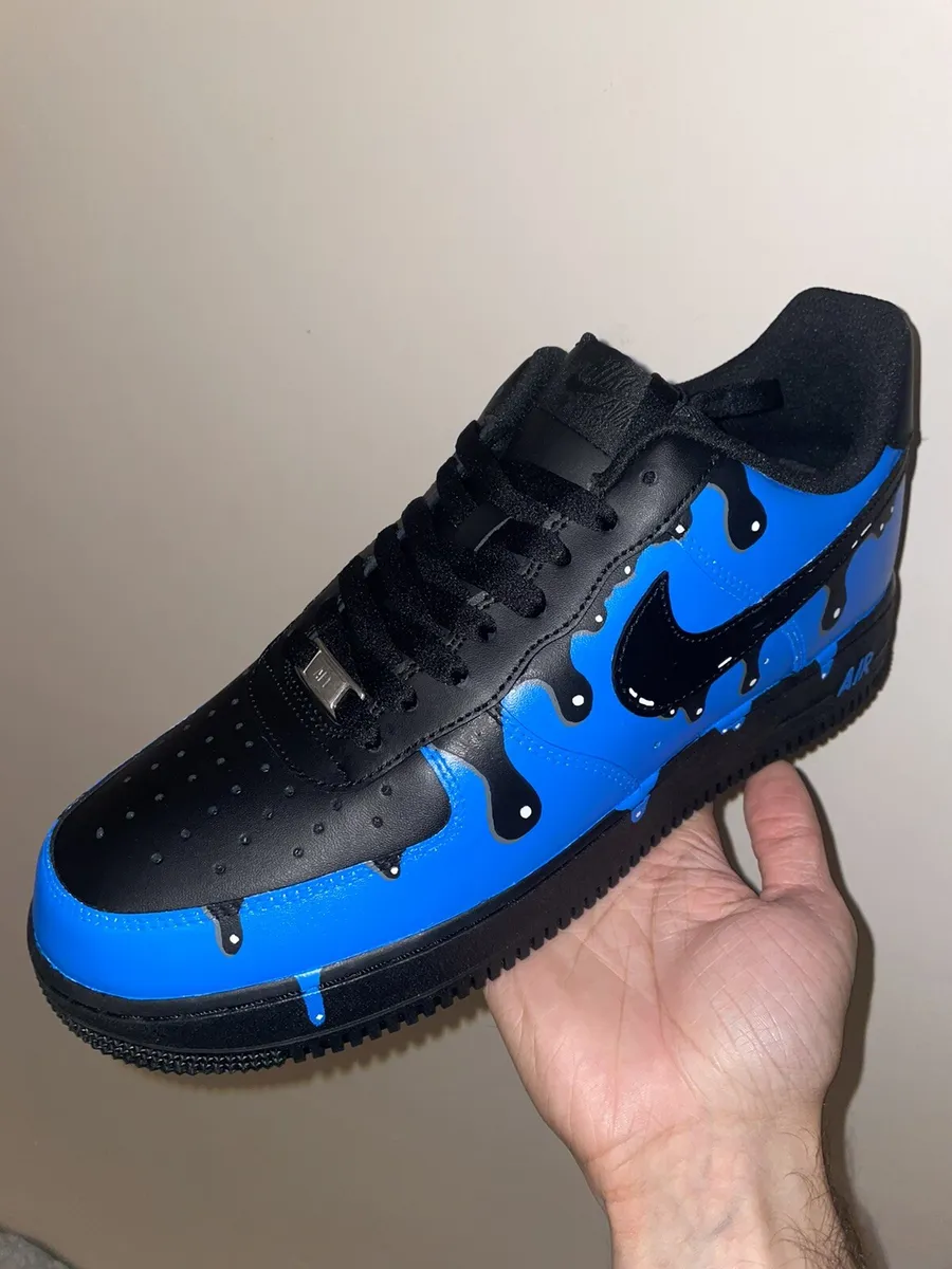 Custom Nike Air Force 1 Shoes Blue Drip