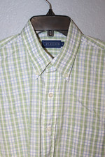 J. McLaughlin Men's Size Medium Button-Front L/S Shirt Multi Color Green Check