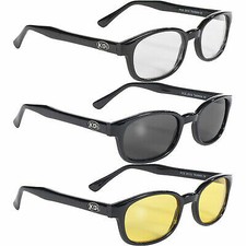 3 Pack Original KDs Biker Sunglasses Black Frame Yellow Smoke and Clear Lenses