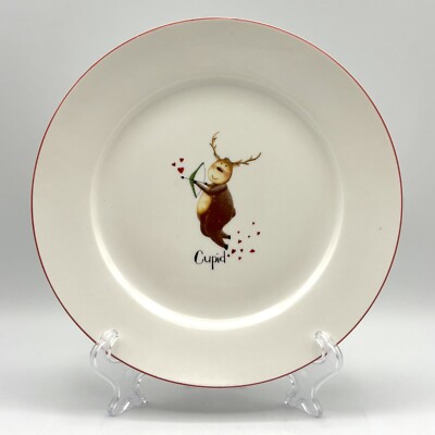 Rainbow Mountain Reindeer Replacement Plate 8.25''  Christmas Cupid