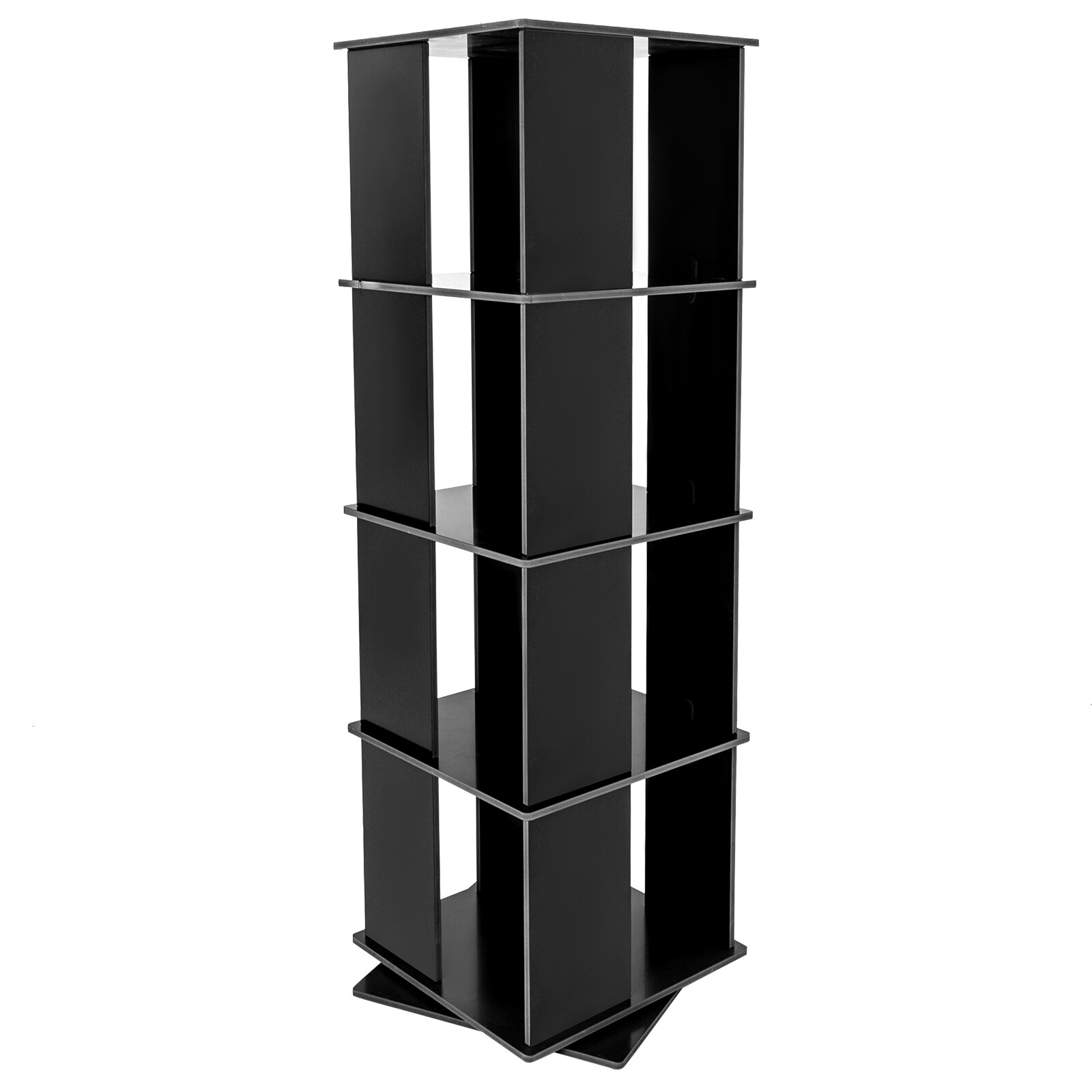 Black Bookcase Storage Shelf 360?? Rotating Bookshelf Freestanding Display Rack
