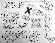 Original Tattoo Flash Sheet, 11x14" hand drawn by Matt Stick 24