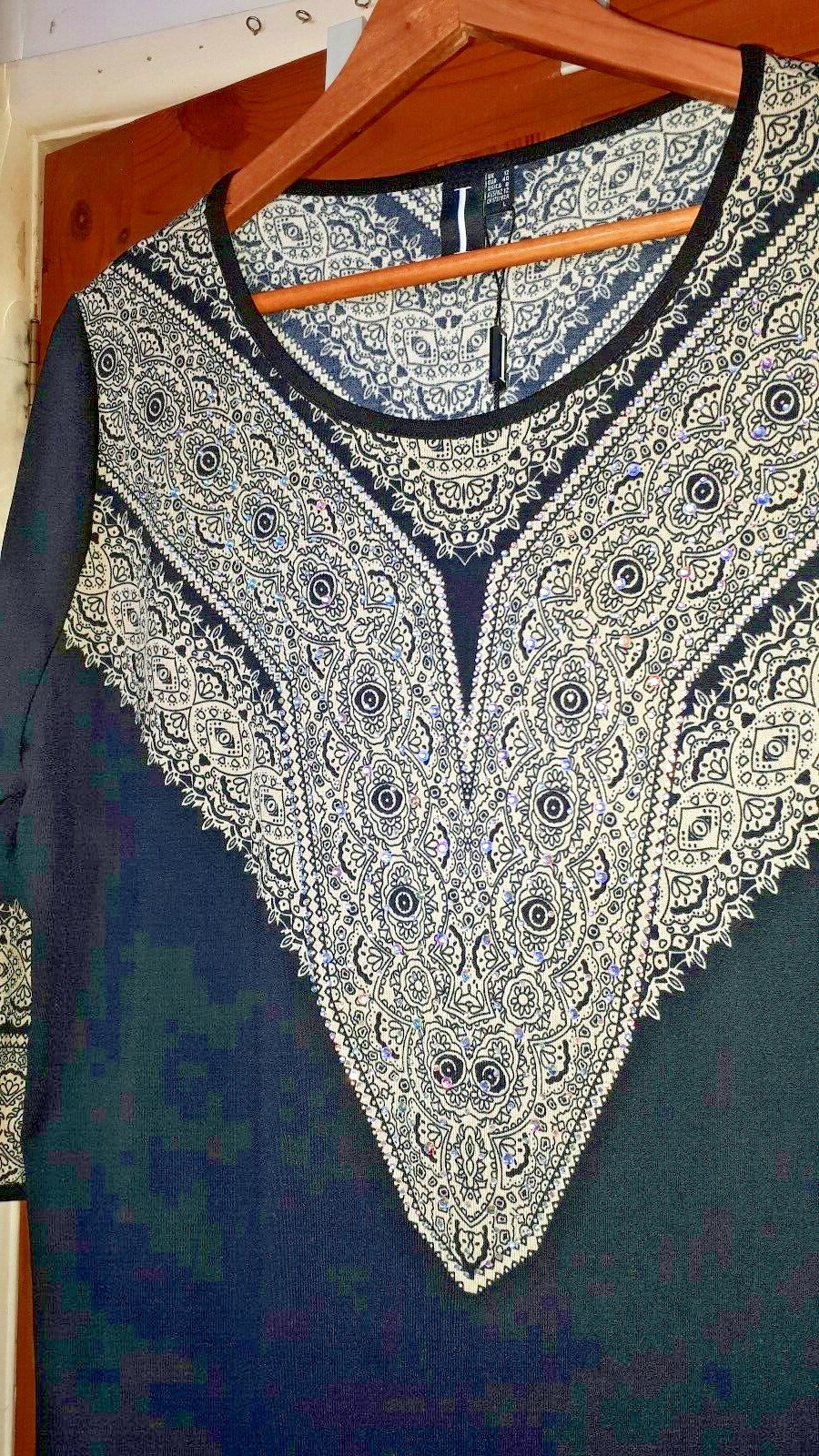 Black irridesent beaded ethnic hippie boho gypsy Moroccan style kaftan Izabel image 4