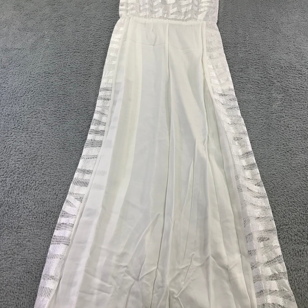 Alexis Dress Womens Small Pat V Neck Long Maxi White Dress Unlined Sheer |  eBay
