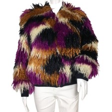 Jocelyn Women's Faux Fur Jacket Coat Fringes Multicolor Size S Dm70