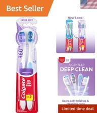 Extra Soft 360 Toothbrush Tongue Scraper for Optimal Oral Hygiene - 2 Count