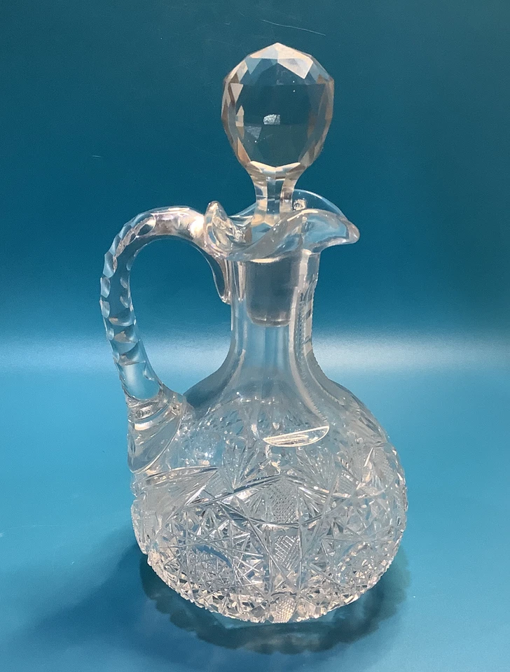 Vidrio corte American Brilliant Brilliant Period 7,25" Cruet c. 1900 Foto 3 de 4