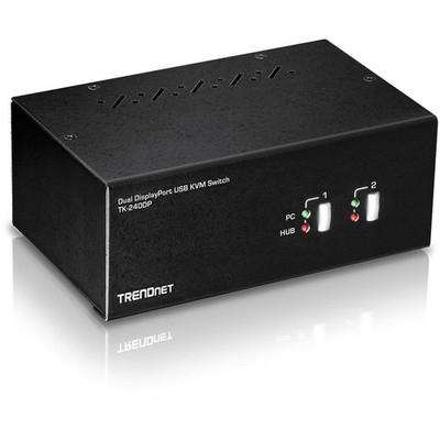 TrendNet 2-Port Dual Monitor DisplayPort KVM Switch Audio 4K UHD 2 Port USB Hub