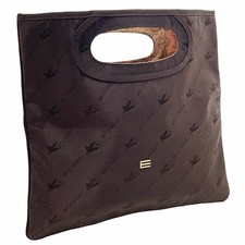 ■ Autentica borsa a mano Etro Pegasus in nylon marrone scuro con logo da donna