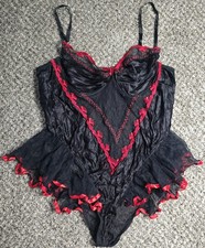 Vintage Fredericks Of Hollywood Lingerie Teddy Bodysuit Women  s Medium Nylon