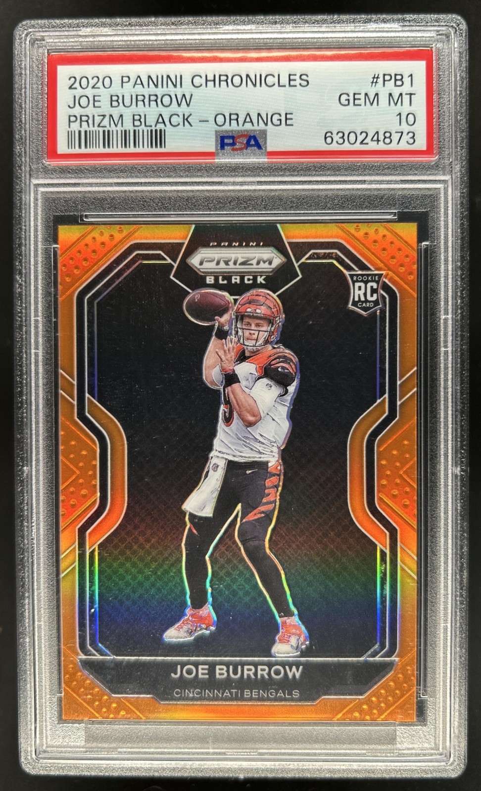 Joe Burrow Panini Chronicles Prizm Black #PB1 Orange