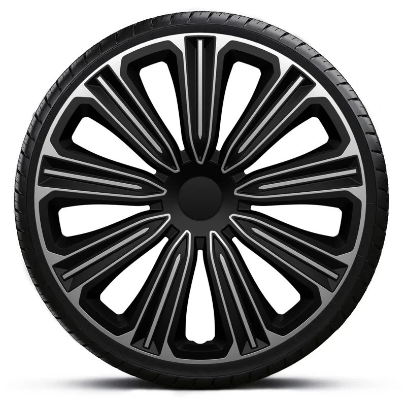 Wheel Trims 16" Black & Silver Rosso Hub Caps x4 Fits Skoda Citigo - Image 2 of 4