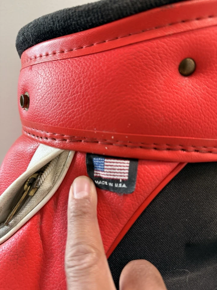 Vintage Wilson Staff Tour Golf Bag Red White Leather USA Made – Levitator Strap - Image 3 of 4