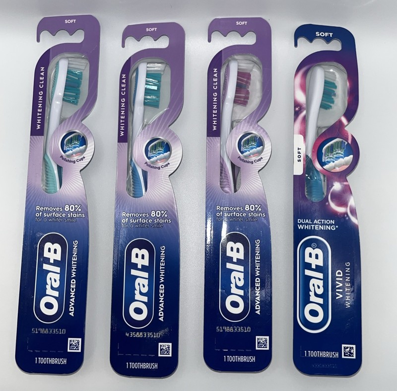 ORAL-B (Lot of 4) Vivid & Advanced Whitening *Soft* Toothbrushes FREE SHIPPING!