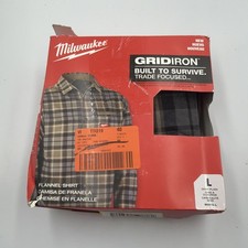 Milwaukee Men's Large Gray GRIDIRON Flannel Shirt