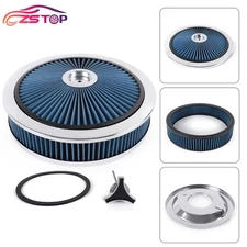 Blue Air Cleaner Set 14 In. x 3 In. Super Flow Washable Air Cleaner Kit Raised