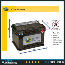 Battery fits AUDI A4 COUPE S2 80 RS2 90 200 SUPER 90 A6 80 S2 1966 on Hella 075