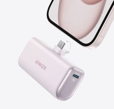 Anker Nano Power Bank (22.5W, Built-In USB-C Connector) Lotus Pink