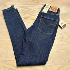 NEW Levi's 721 High-Rise Skinny Jeans Women's 2 Medium 26x30 Dark Blue Denim $69