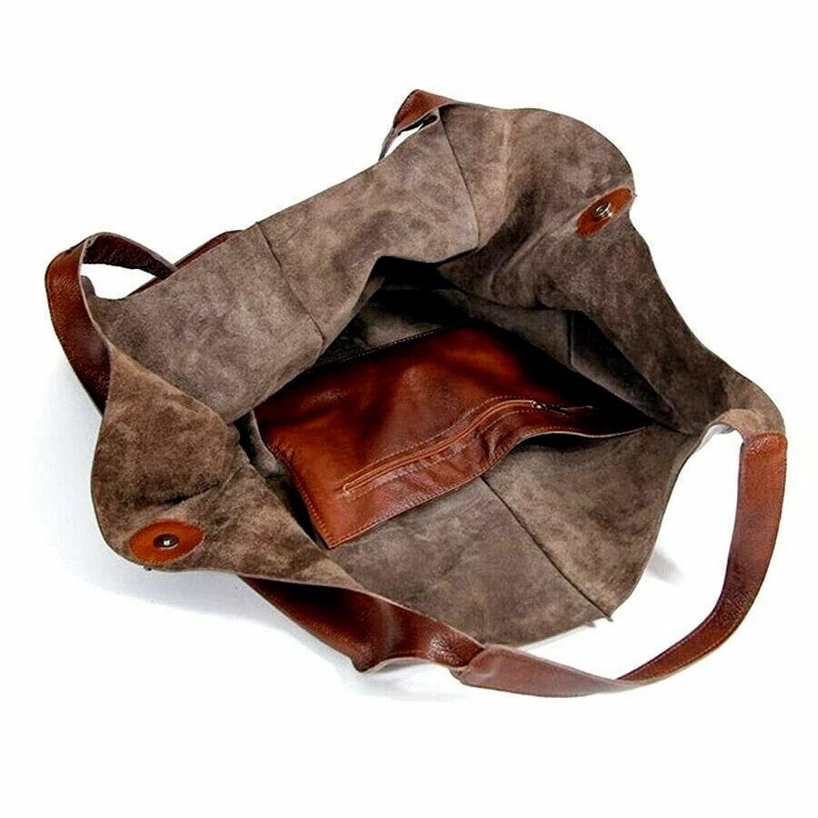 Casual Large Capacity Shopping Bags Soft Leather Tote Shoulder Bag Handbag Women - Image 4 of 4