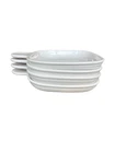 Set Of 4 Corning Ware White P-185-B Grab It Square Snack Plates with Handle