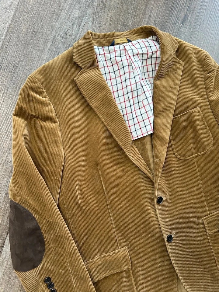 Brooks Brothers Regent Bronceado Ancho Pana Codo Parche Chaqueta Norfolk 44R Foto 2 de 4