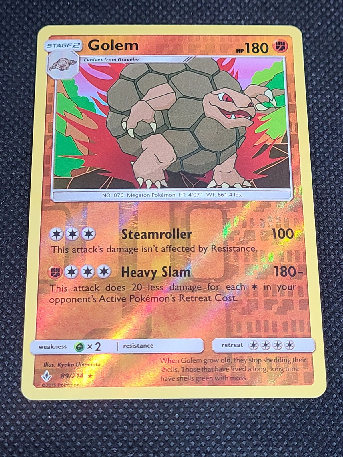 Golem Pokemon SM - Unbroken Bonds #89/214 Reverse Holo LP
