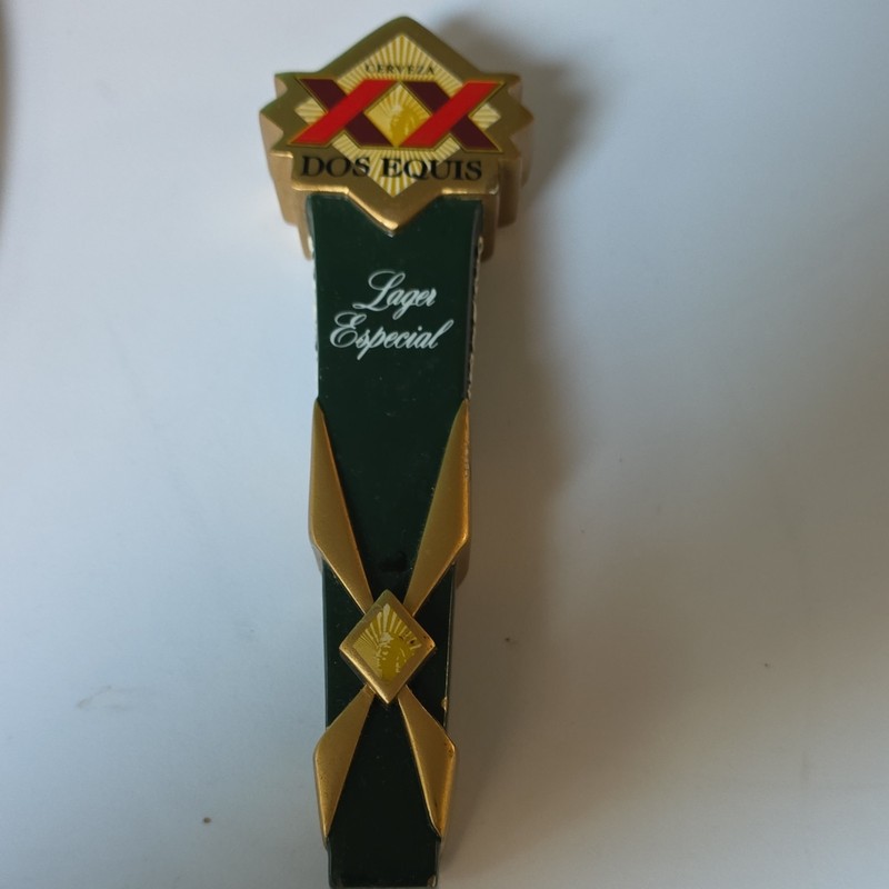 Dos Equis Lager Especial Draft Beer Tap Handle Green/Gold Plastic G-2010