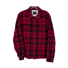 Abercrombie & Fitch Flannel Shirt Red Buffalo Plaid Mens XXL Heavy Shacket
