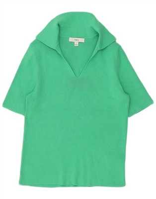 Marks & Spencer Damen Poloshirt UK 12 Medium Grün Baumwolle ED07