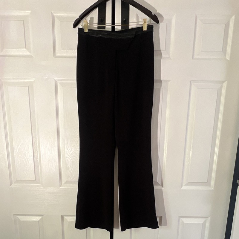 Cache Women’s Black Solid Stretch Dress Pants Flat Front Trim Regular